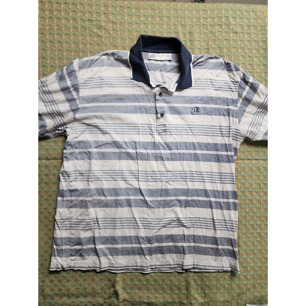 Vintage Slazenger 100% Cotton Polo Shirt Mens Large Multicolor Stripe